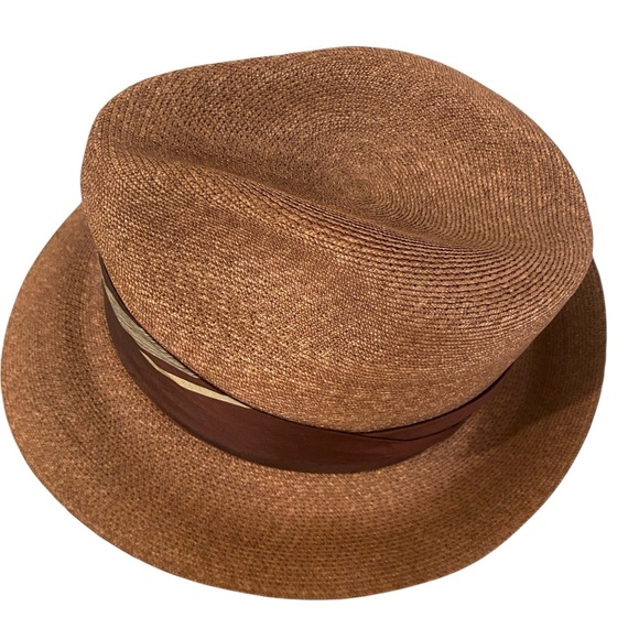 Stetson Vintage Mens Fedora Straw Brown Hat - Picture 3 of 10